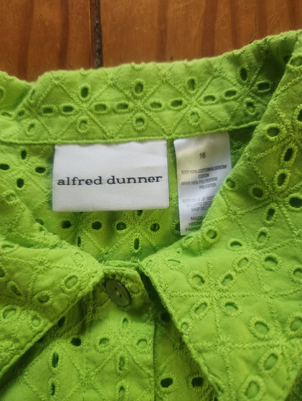 Alfred Dunner Button Up Blouse Green Size 18 - Picture 5 of 5